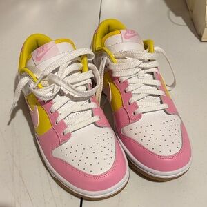 Nike Dunk Low Colorblock Low-Top Sneakers in Pink, Yellow & White Never Worn!